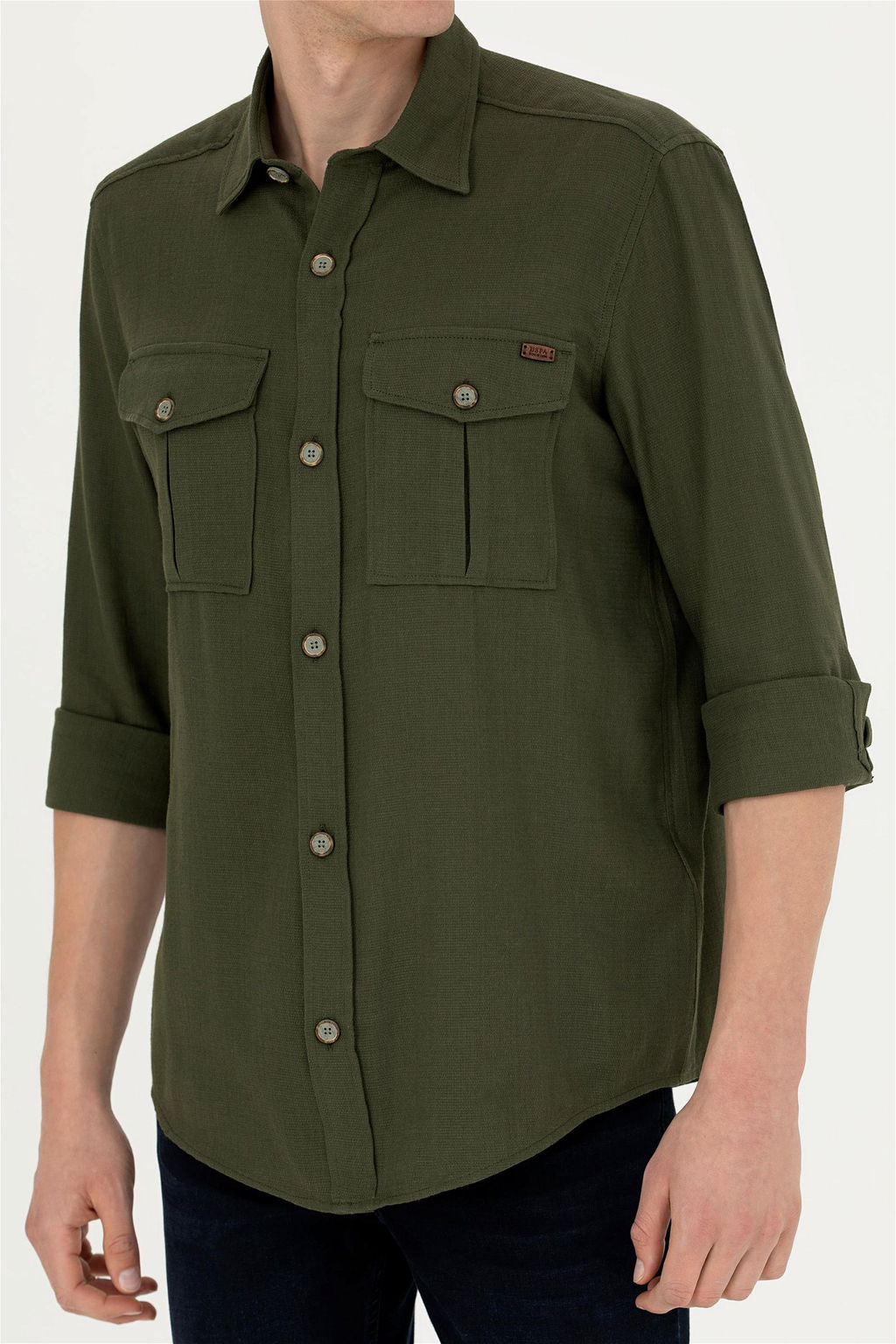Мужская рубашка цвета хаки с длинным рукавом - U.s. polo assn фото 6