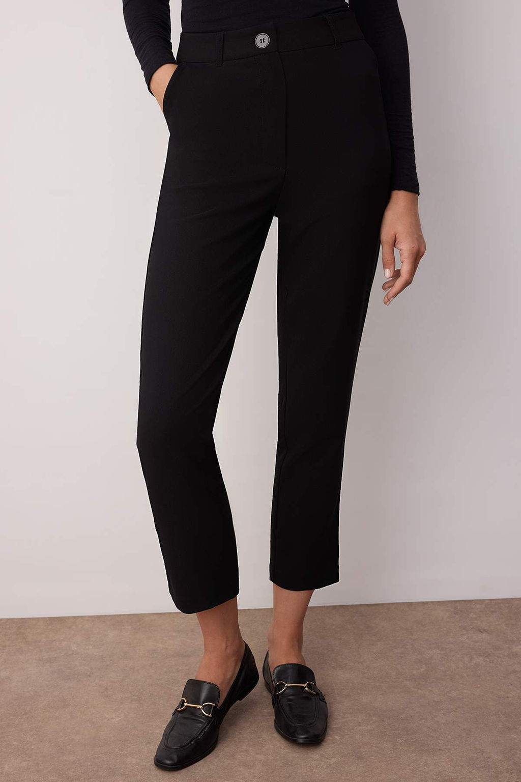 Siyah Basic Cigarette Dar Paca Dokuma Kumas Pantolon TWOSS19ST0038