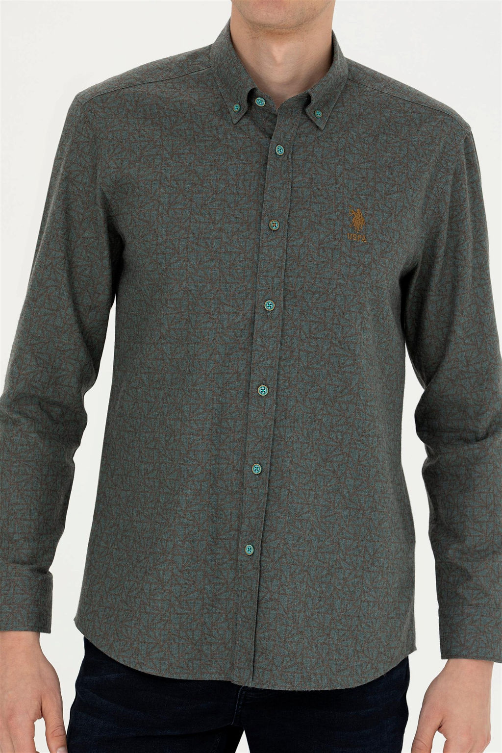 Мужская мятная рубашка с длинным рукавом - U.s. polo assn фото 6