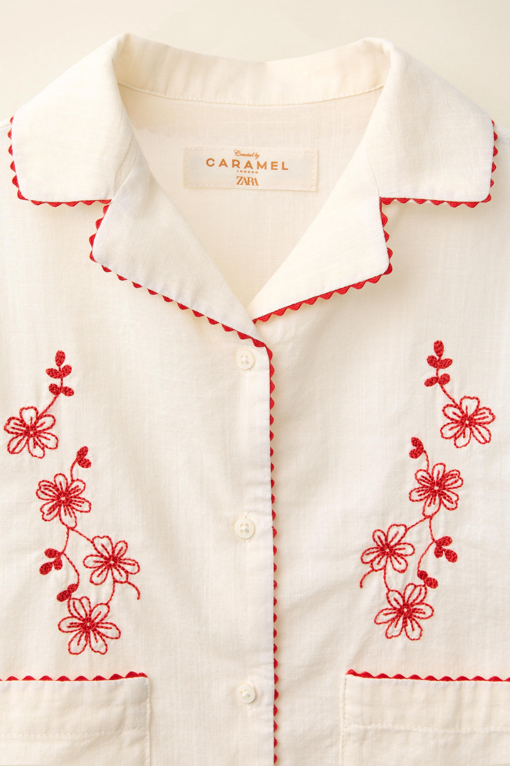 CAMISA BORDADOS CREATED BY CARAMEL LONDON X ZARA / Vainilla  фото 3