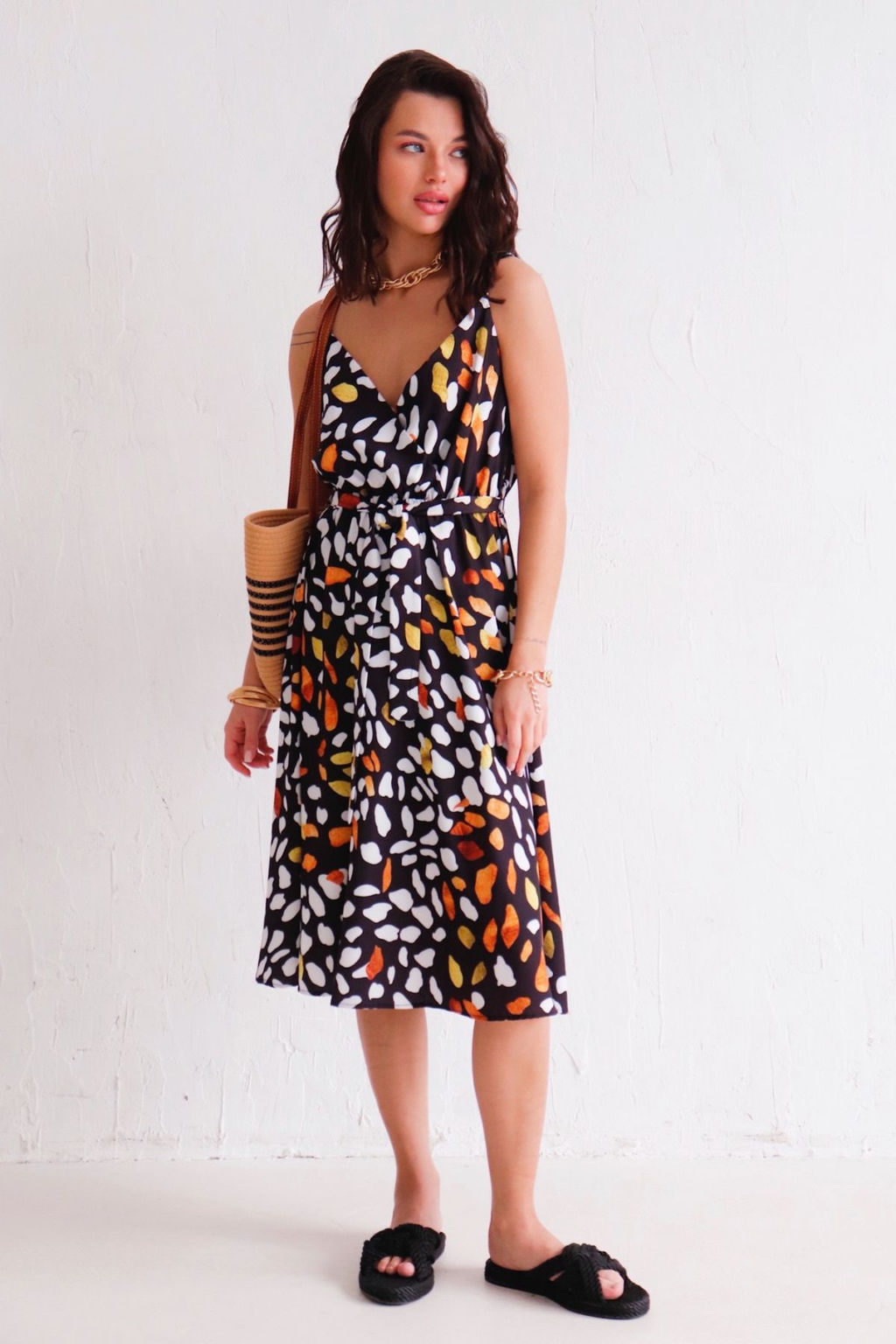 Martichelli Платье летнее чёрное с принтом  фото 3