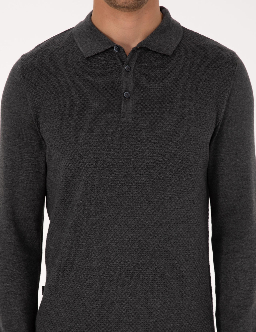 Antrasit Melanj Slim Fit Polo Yaka D__meli Triko Kazak - Pierre cardin фото 6