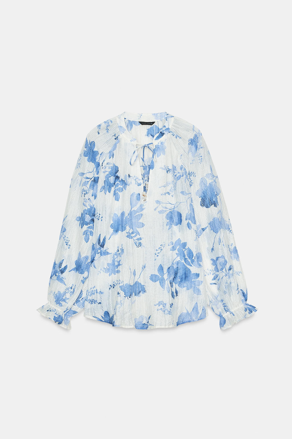 CAMISA ESTAMPADO FLORAL ABALORIOS / Azul / Blanco - Zara фото 6