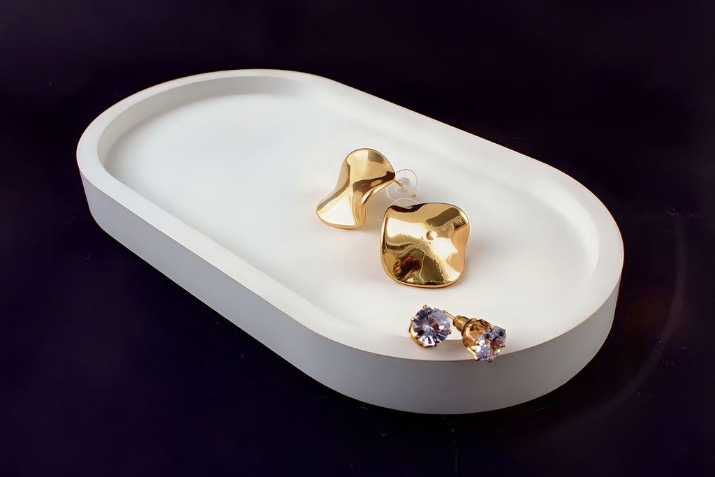 Серьги с эффектом мятого металла Круг  + Подарок