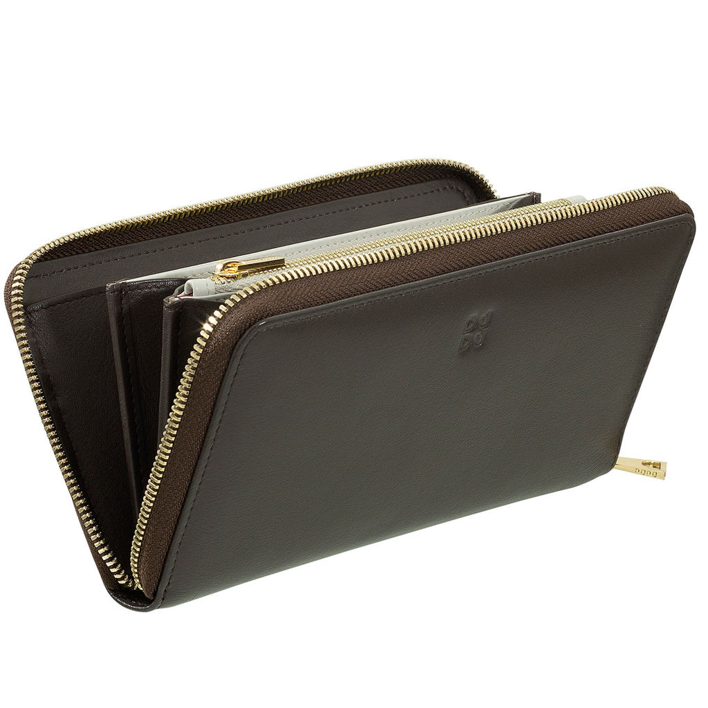 Итальянское большое кожаное портмоне на молнии DuDu серии Mauritius | кофейно-коричневый - Dudubags фото 4