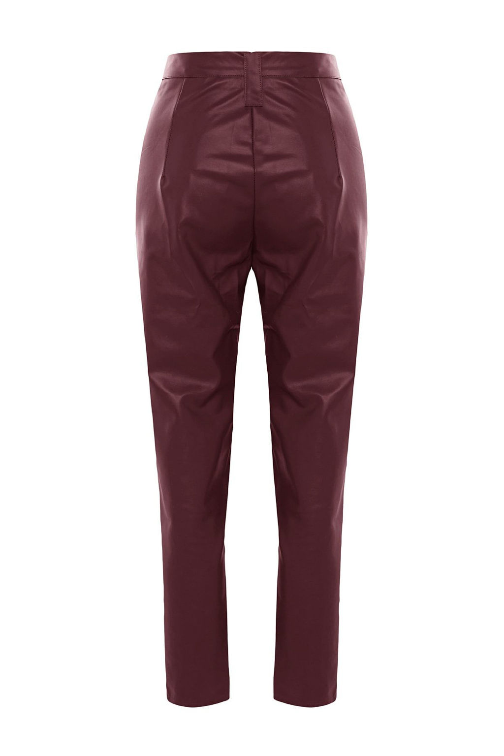 Limited Edition Bordo Havuc Dokuma Onden Dugmeli Suni Deri Pantolon TWOAW22PL0083