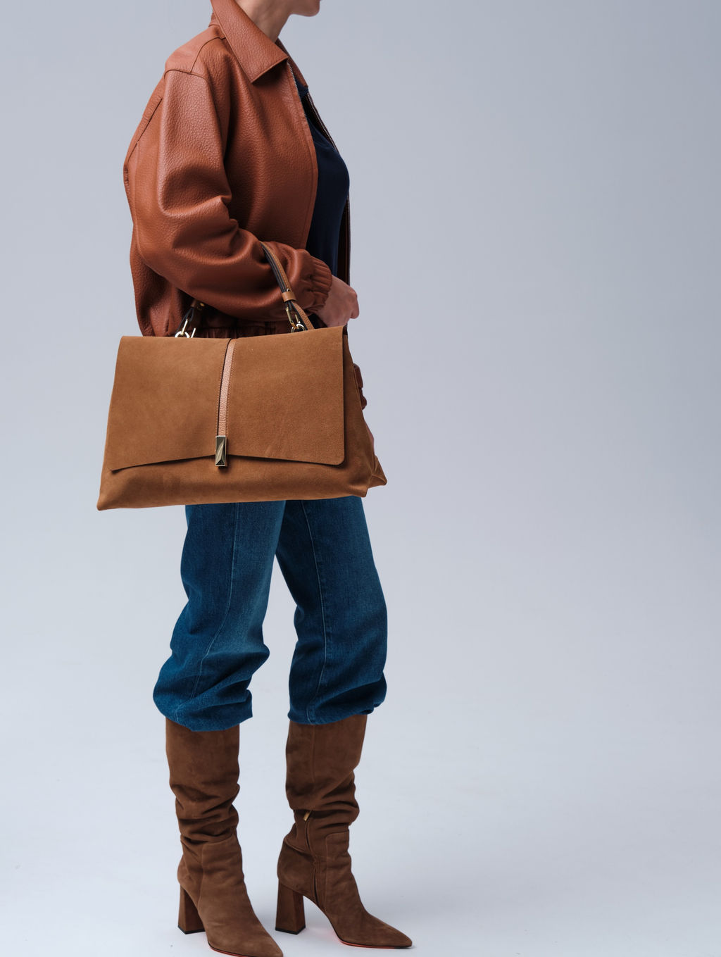 Замшевая сумка сэтчел Colette DBR 31349 светло-коричневый фото 9