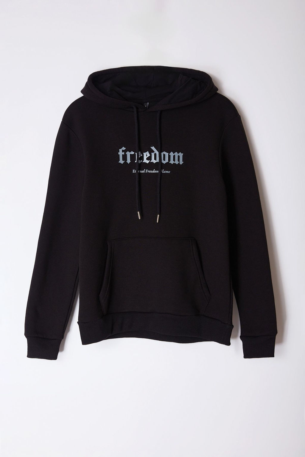 Siyah Regular/Normal Kesim Kabar?k Yaz? Bask?l? Kapusonlu Sweatshirt TMNAW25SW00105