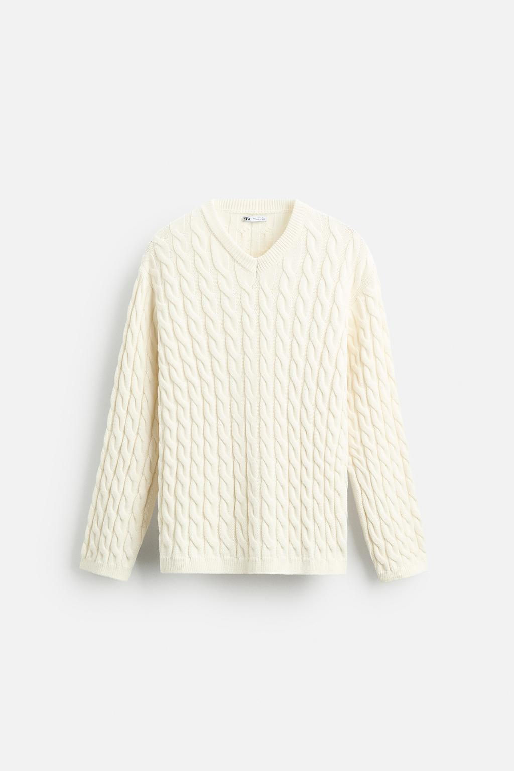 TEXTURED CABLE-KNIT SWEATER - Zara фото 7