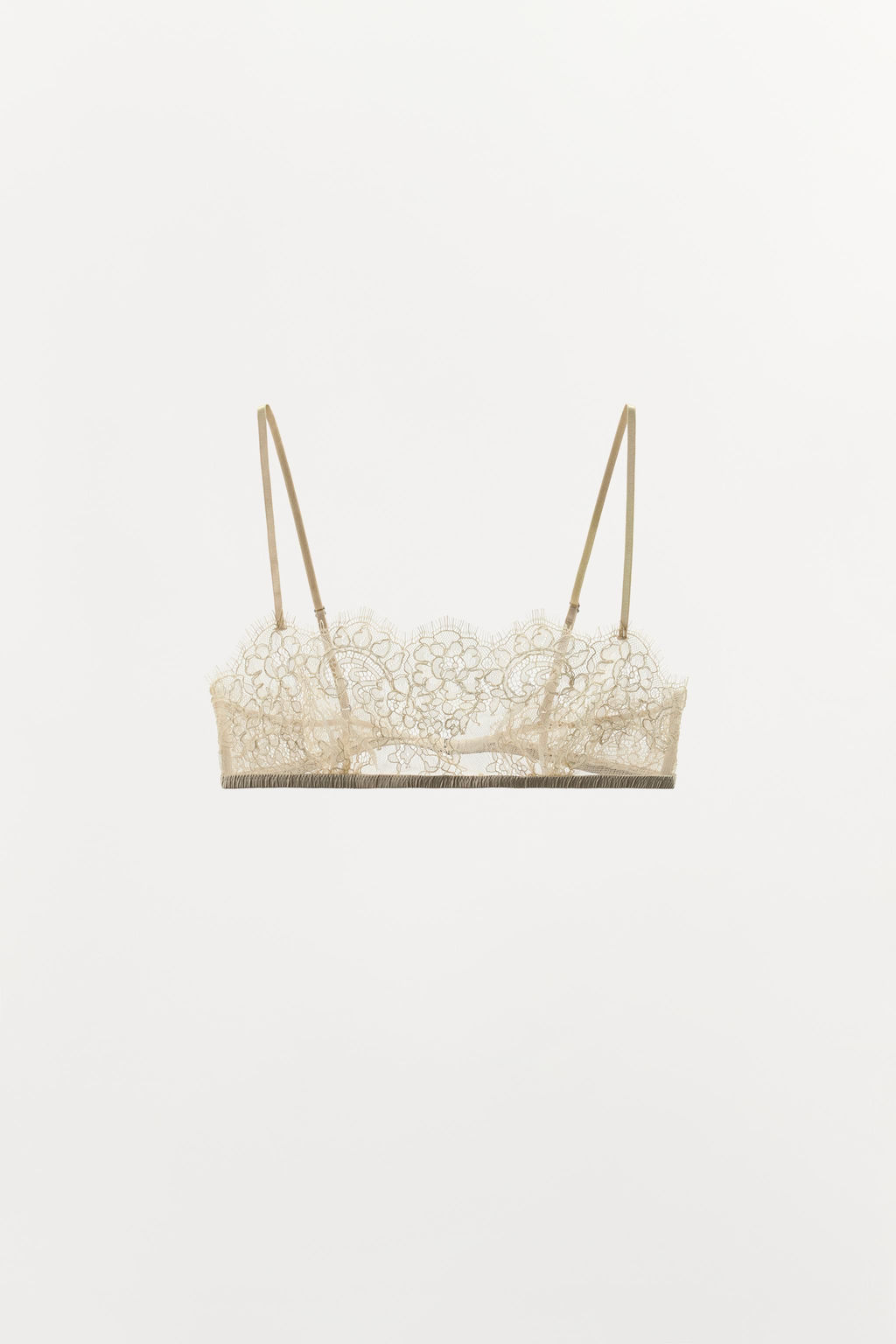 BRALETTE BANDEAU ENCAJE BORDADOS FLORES / Crudo - Zara фото 8