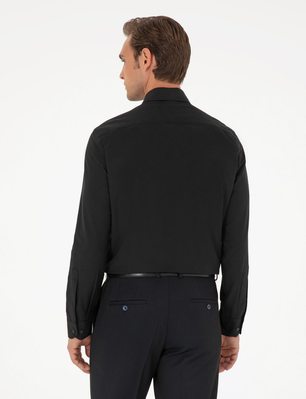 Siyah Slim Fit Uzun Kollu Basic G_mlek