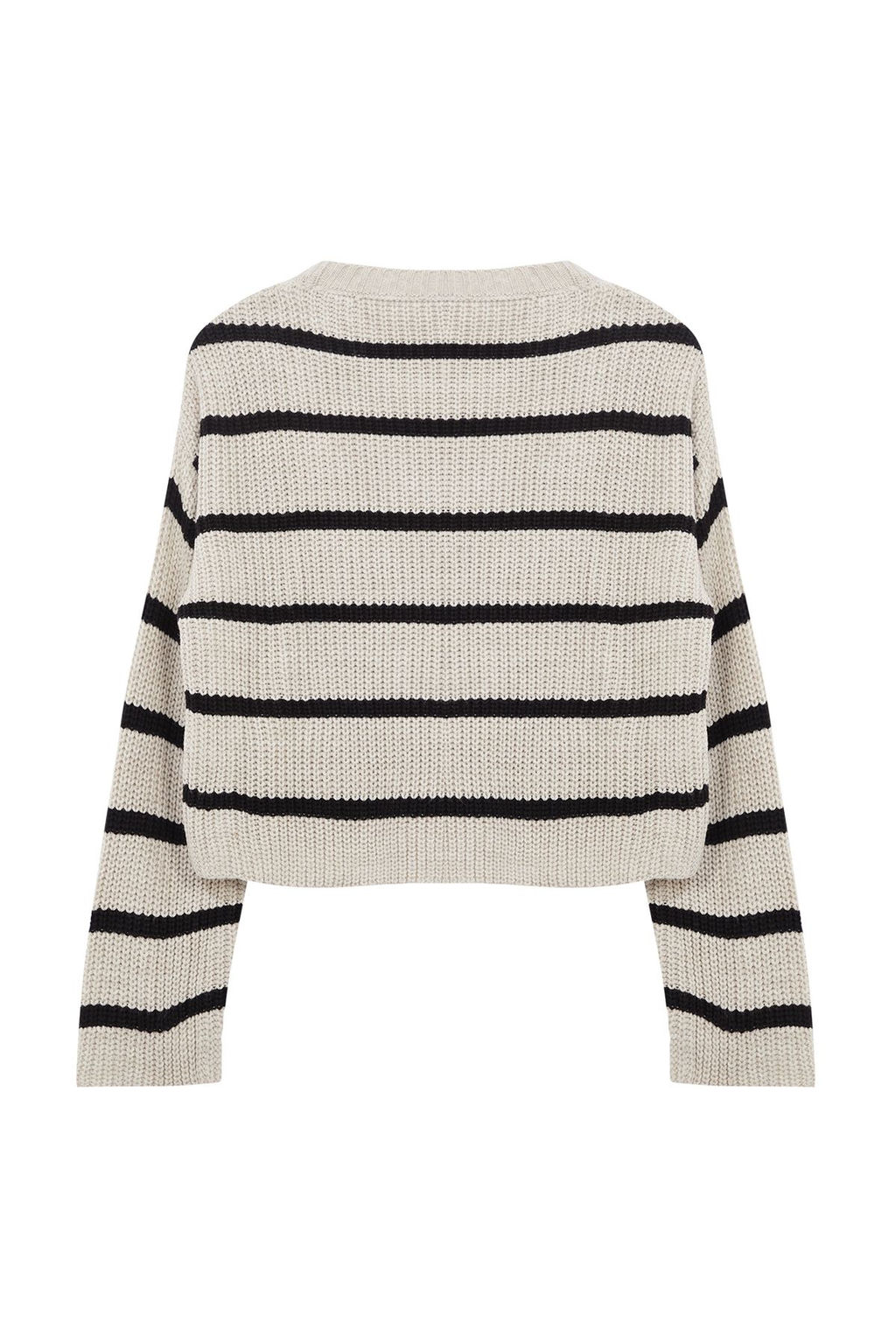 Krem Crop Genis Kal?p Basic Cizgili Triko Kazak TWOAW23KZ00390