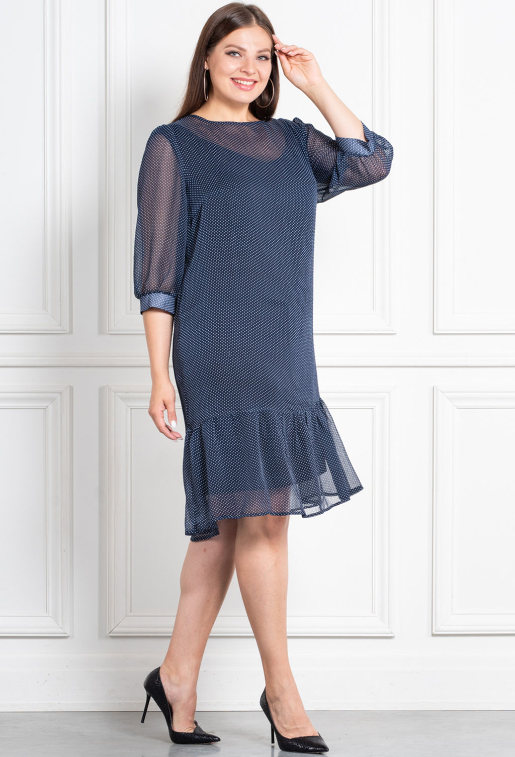 Платье Amelia Lux 3580/3539 т.синий горох