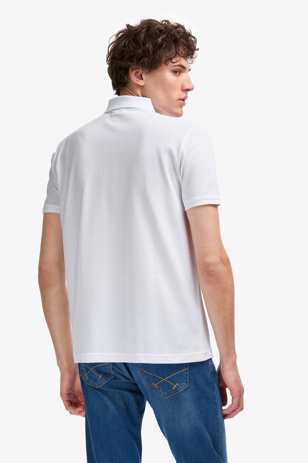 Erkek Regular Fit Polo Yaka Beyaz Basic Ti__rt