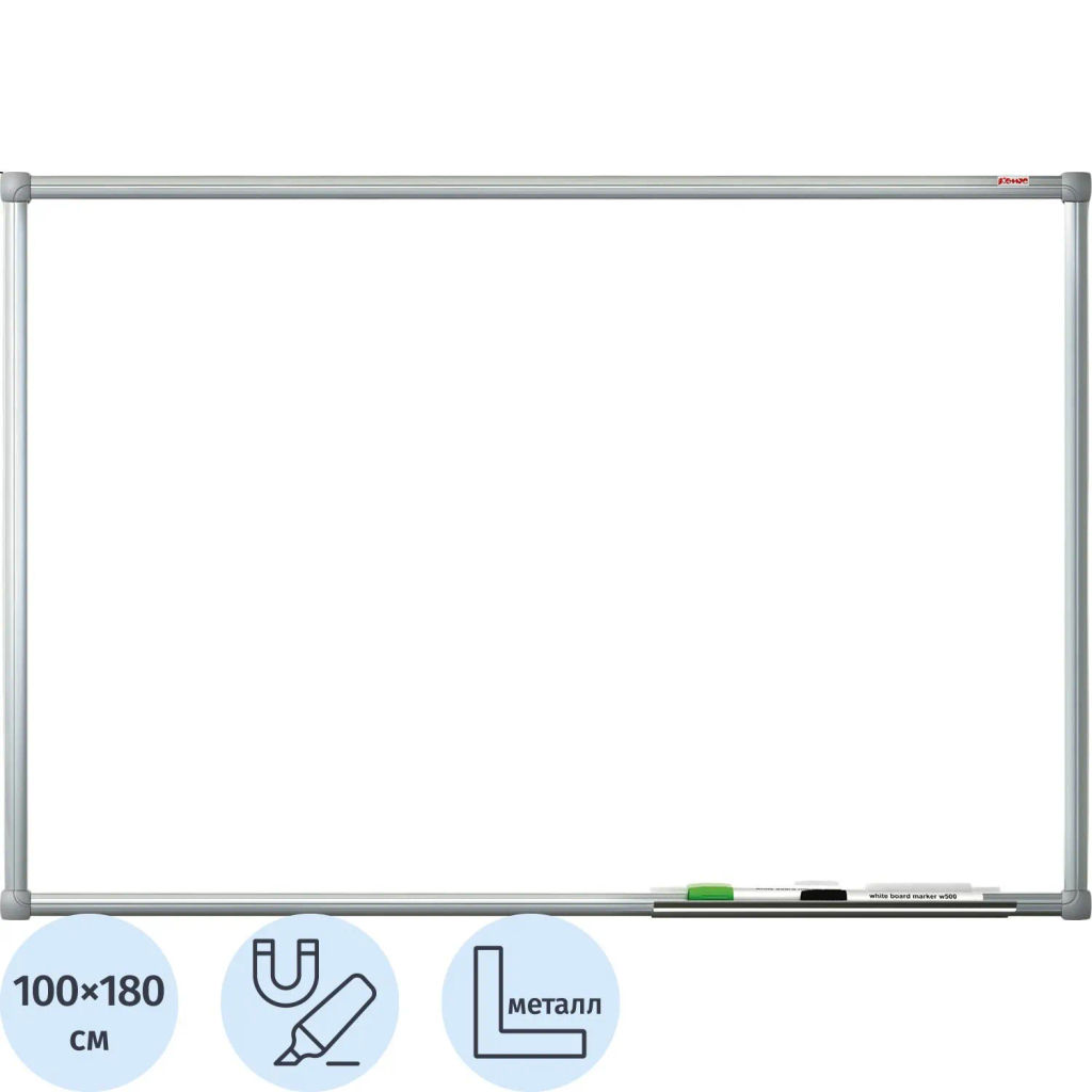 Доска магнитно-маркерная 100х180 лак Комус Premium алюмин. рама Россия