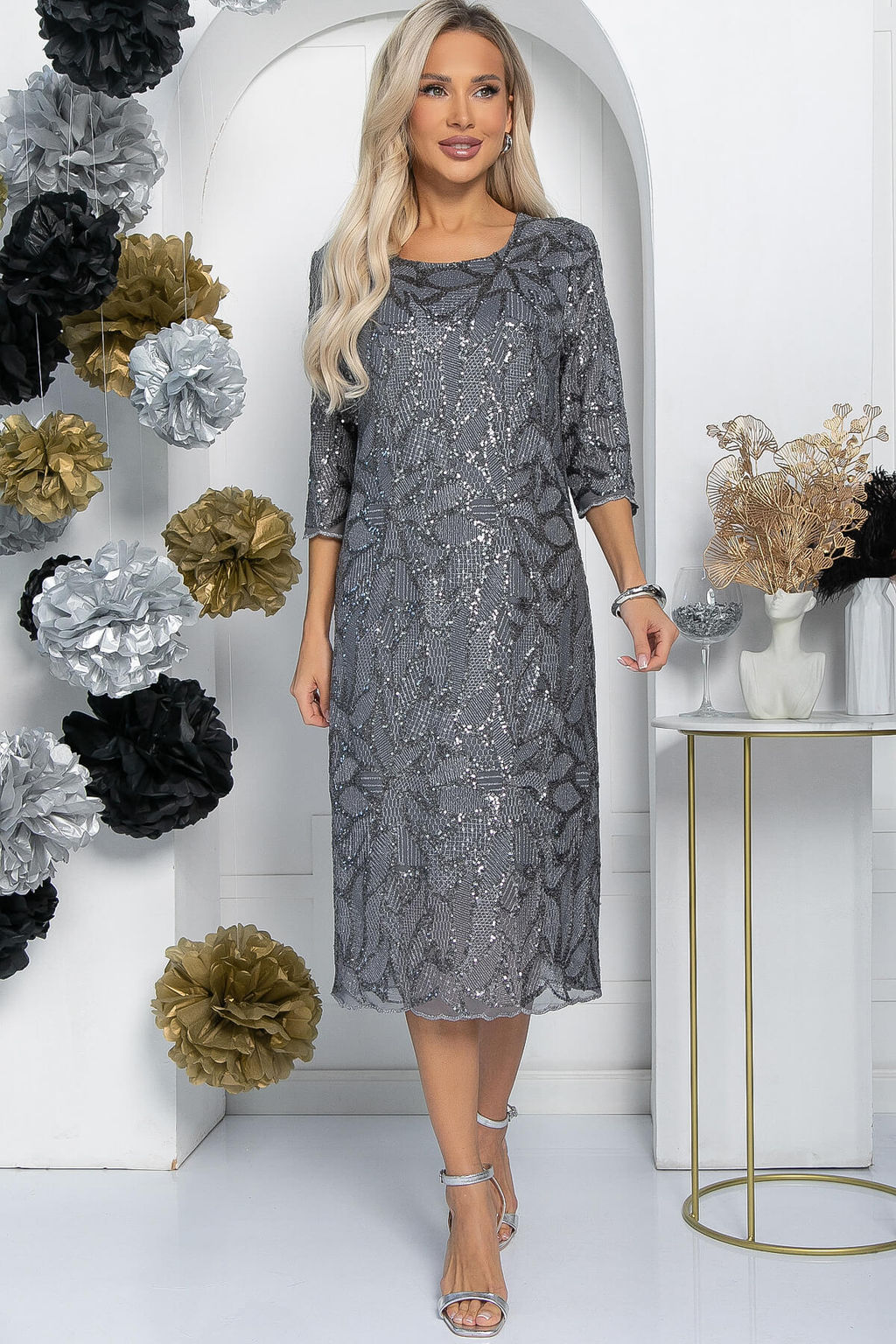 Платье Объятие ночи (серое) П11563 - Lt collection фото 8