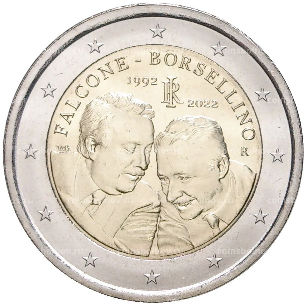 2 евро 2022 года Италия 30 лет со дня смерти судей Джованни Фальконе и Паоло Борселлино