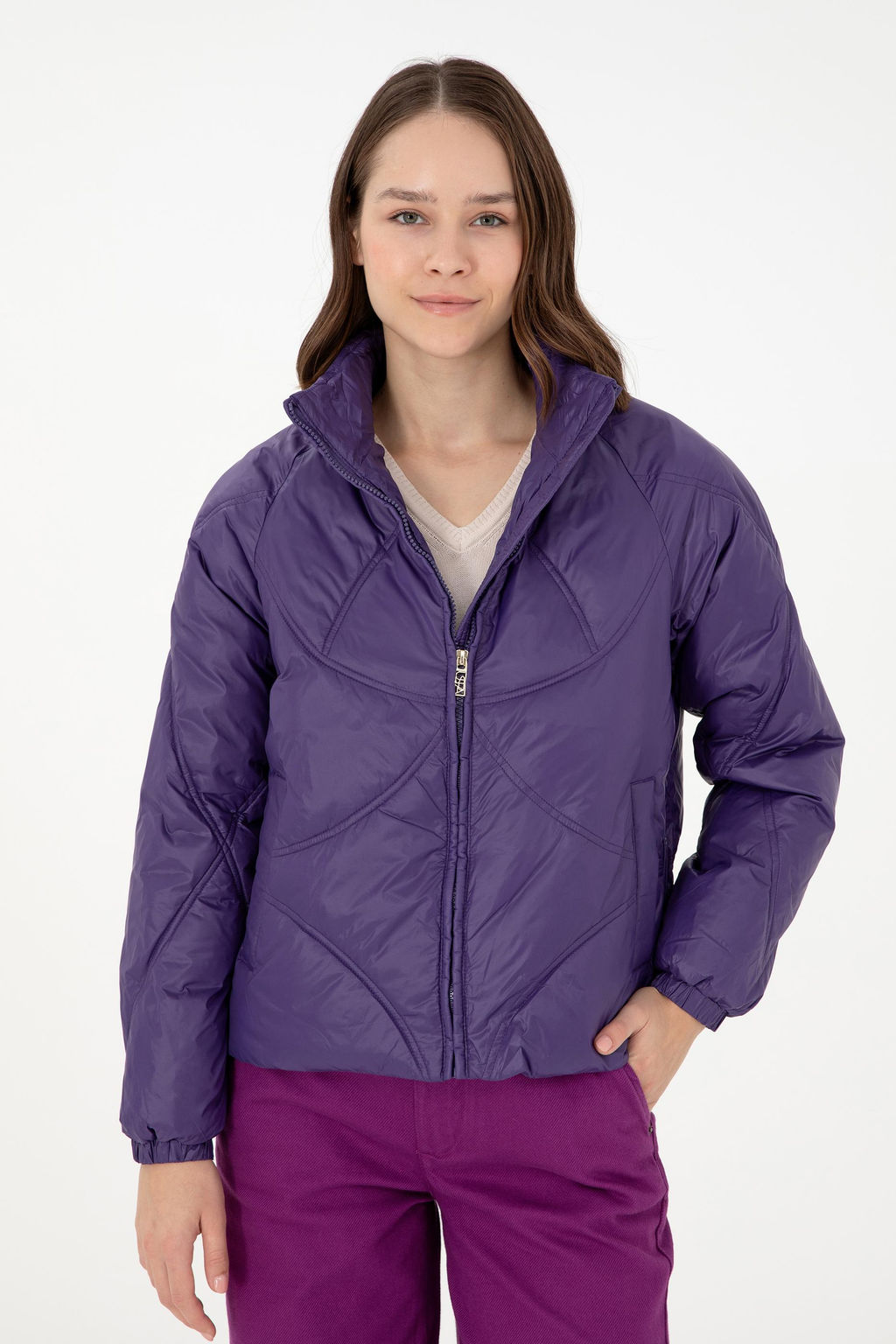 Женское фиолетовое пальто Неожиданная скидка в корзине - U.s. polo assn фото 3