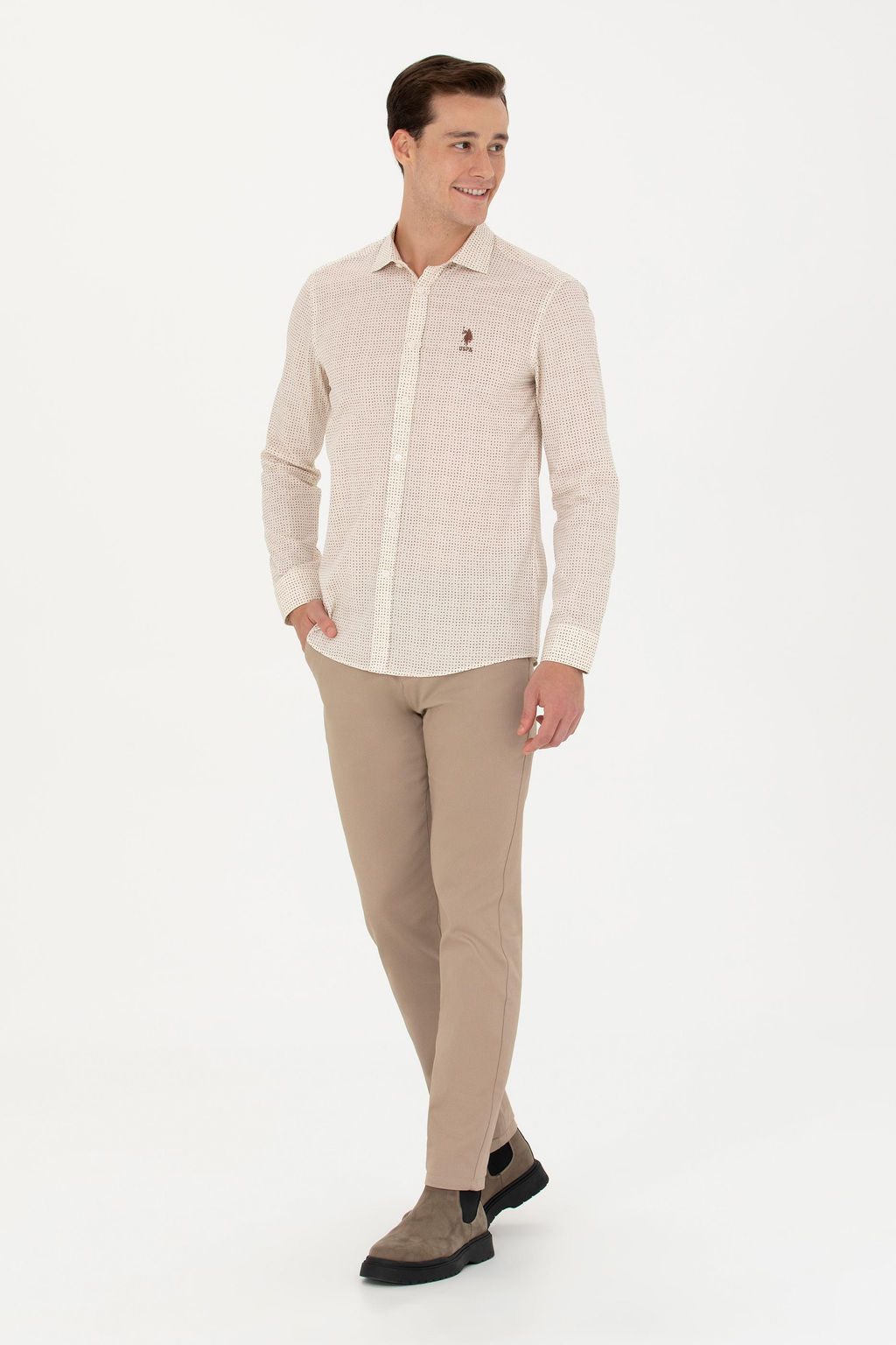 Erkek Slim Fit Koyu Bej Kanvas / Chino Pantolon