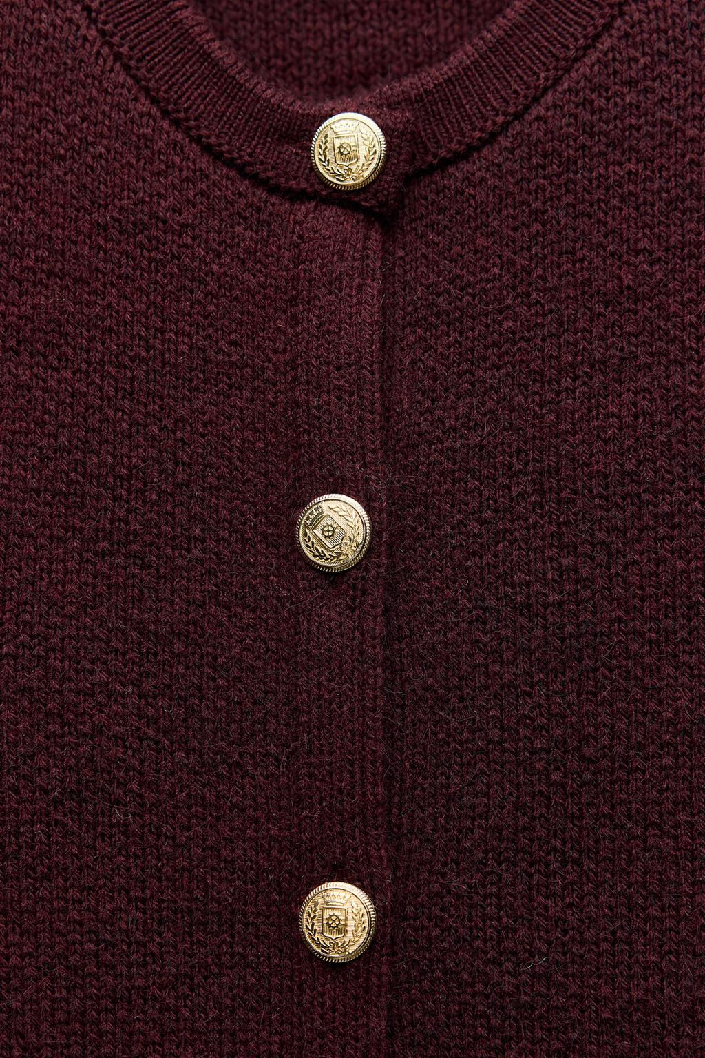 KNIT CARDIGAN WITH GOLDEN BUTTONS - Zara фото 5