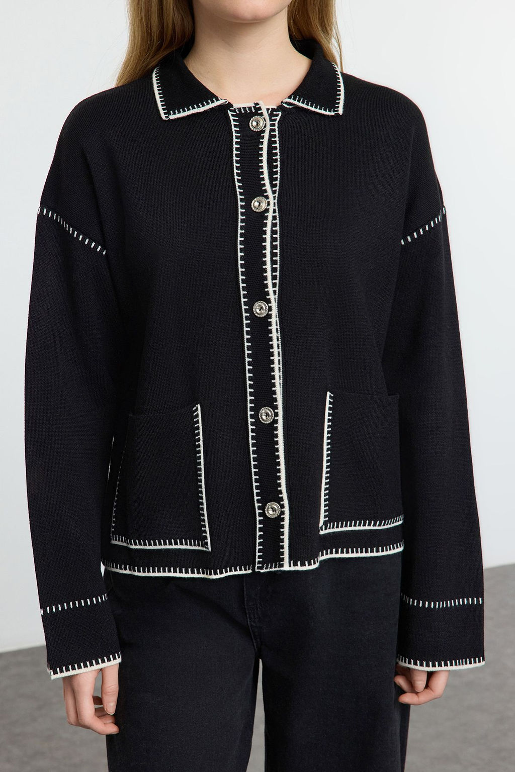 TRENDYOLMILLA Lacivert Renk Bloklu Polo Yaka Triko H?rka TWOAW25HI00218 фото 8