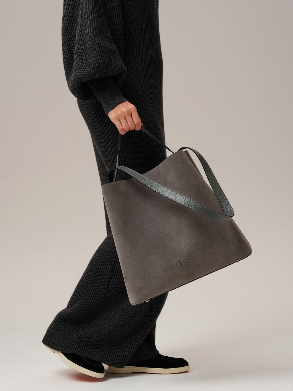 Замшевая сумка шоппер Olga DBR 30948 серый замок  фото 7