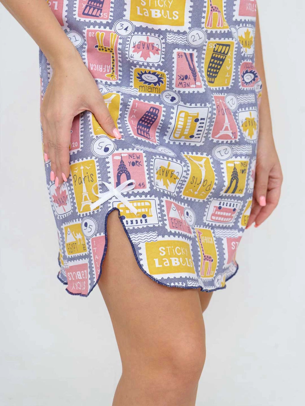 Ночная сорочка женская , цвет синий желтый красный