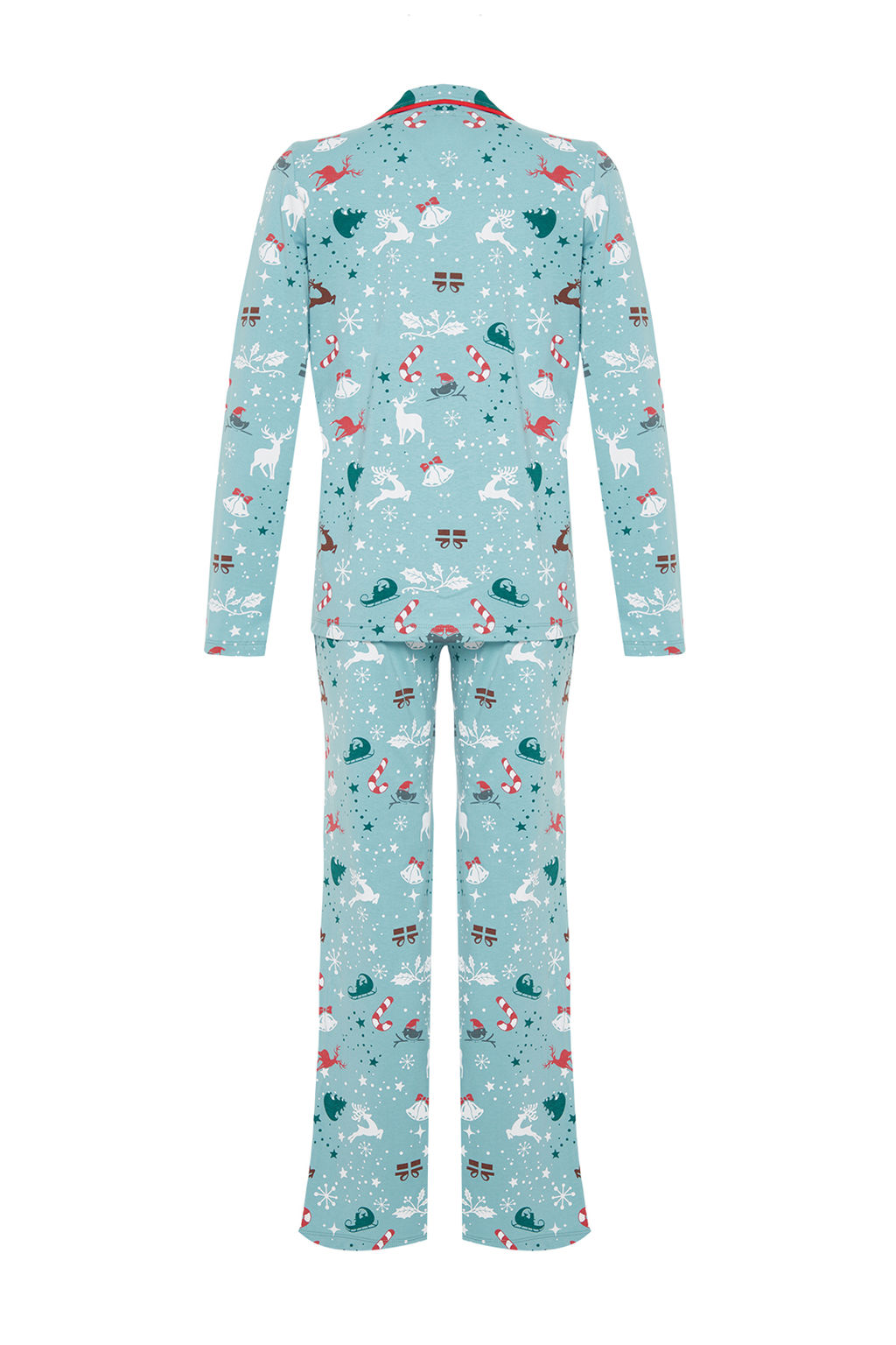 Turkuaz %100 Pamuk K?s Temal? Orme Pijama Tak?m? THMAW22PT1211 - Trendyolmilla фото 9