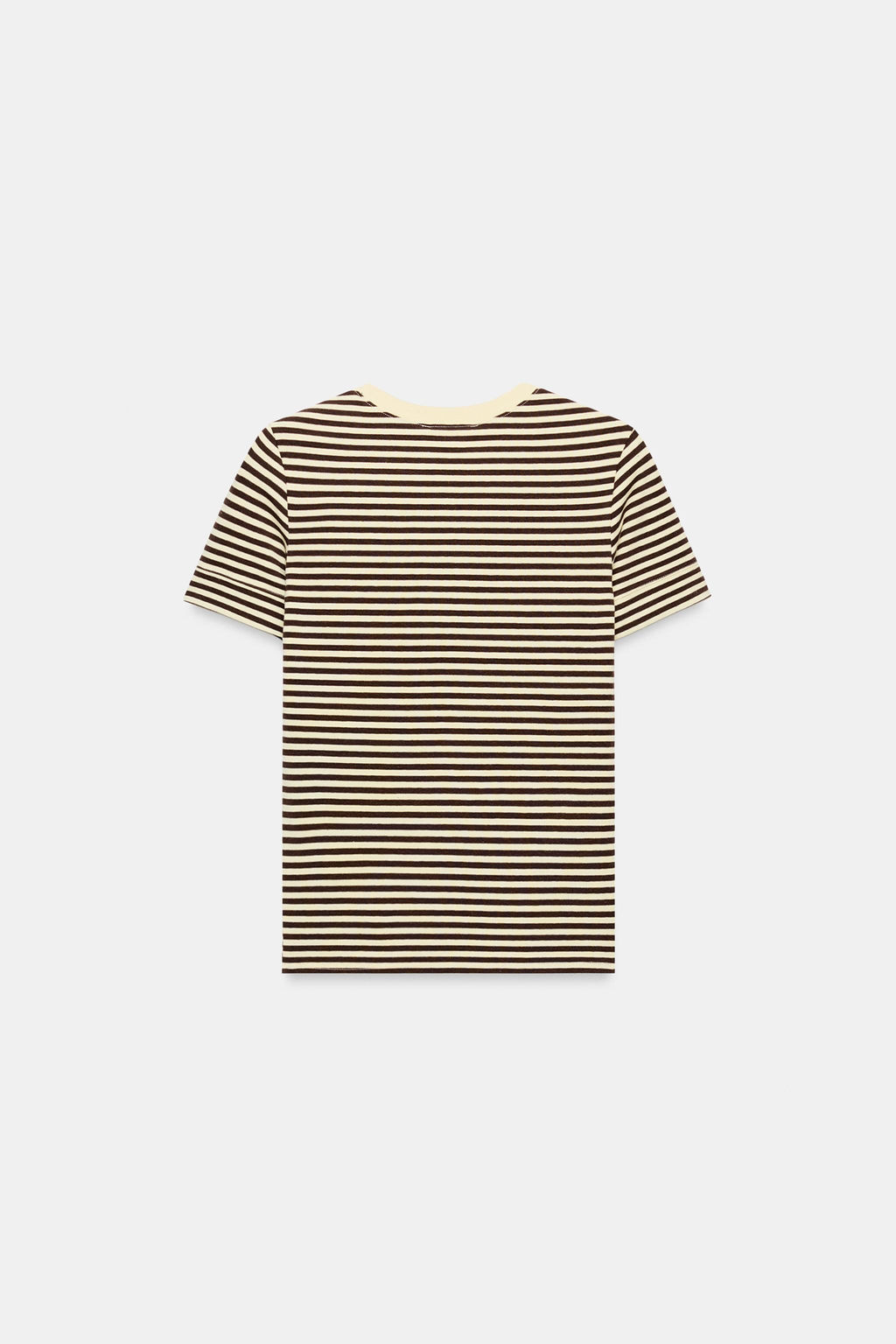 CAMISETA MINIMAL MANGA CORTA / Rayas marrones - Zara фото 6