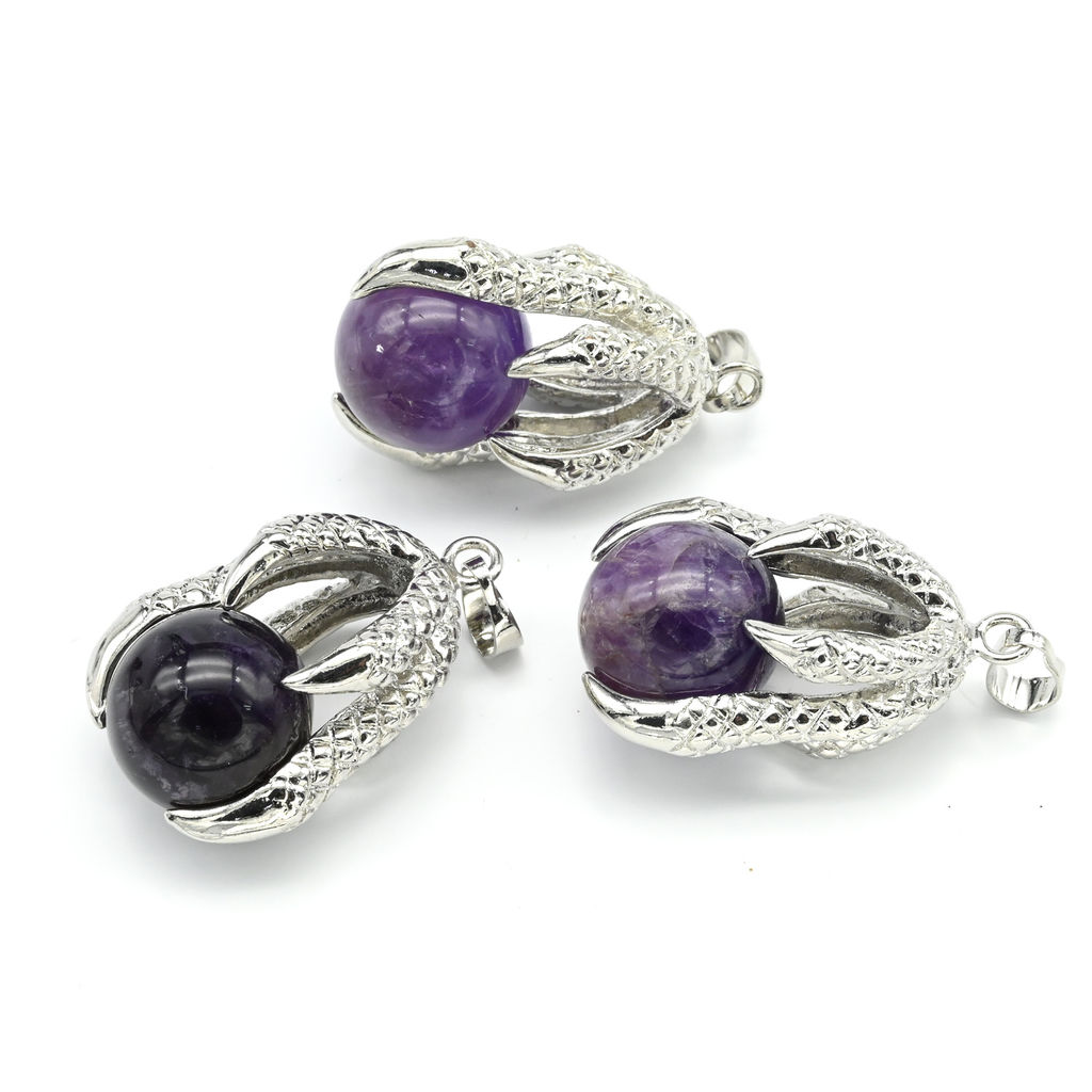 Подвеска Коготь 23*30мм с шариком 16мм из аметиста