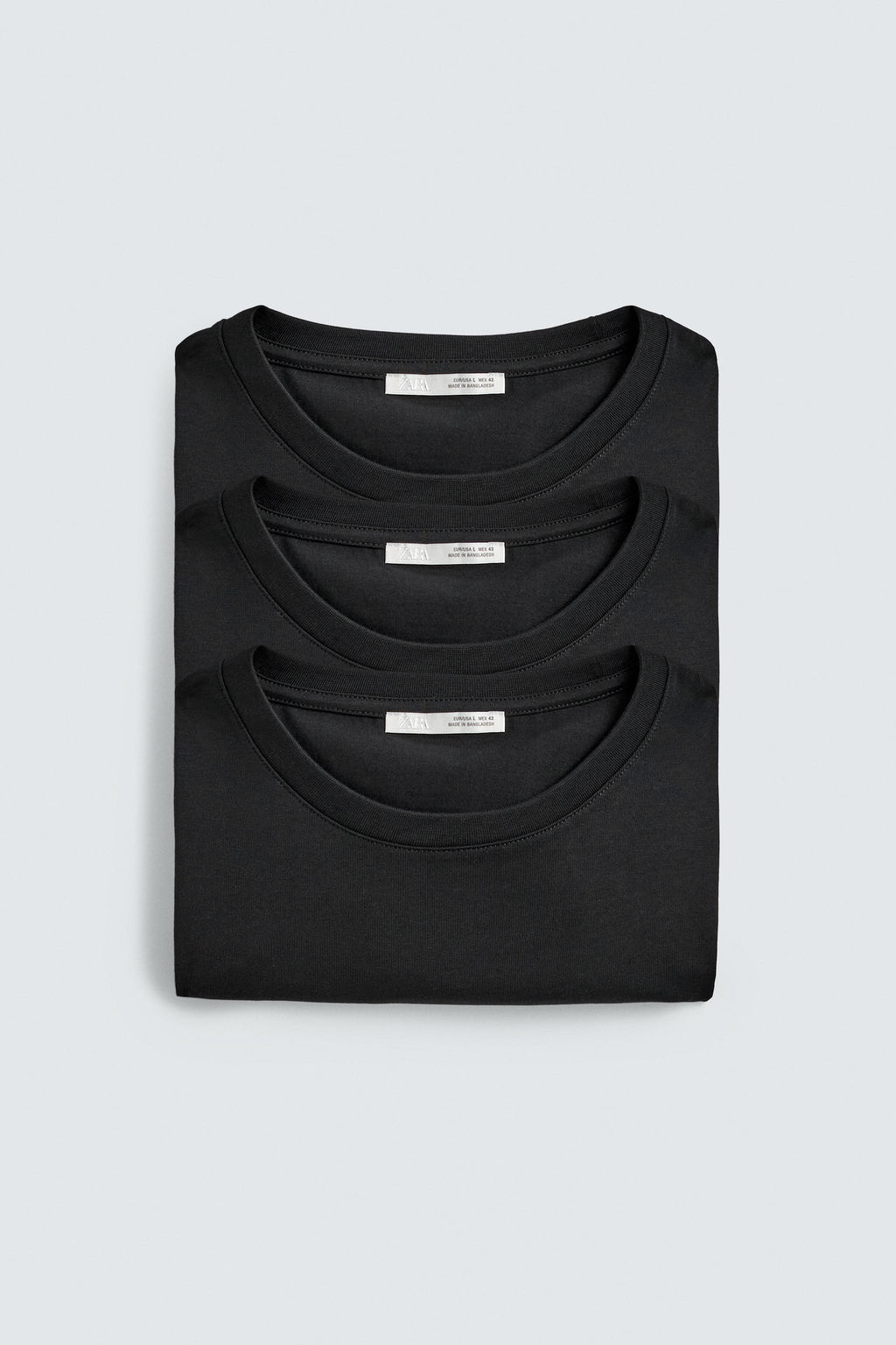 PACK 3 CAMISETA MEDIUM WEIGHT B?SICA / Negro - Zara фото 3