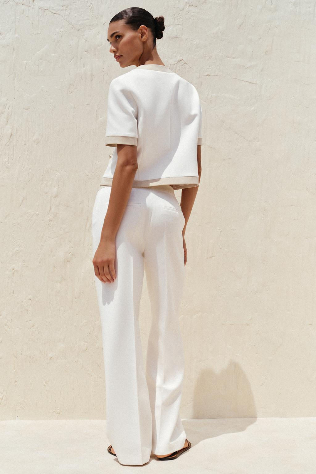 STRAIGHT-LEG TROUSERS WITH CONTRAST WAIST - Zara фото 4