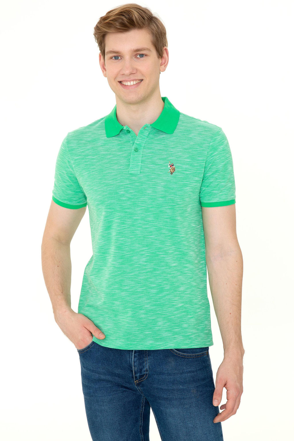 Erkek Elma Ye_ili Polo Yaka Ti__rt