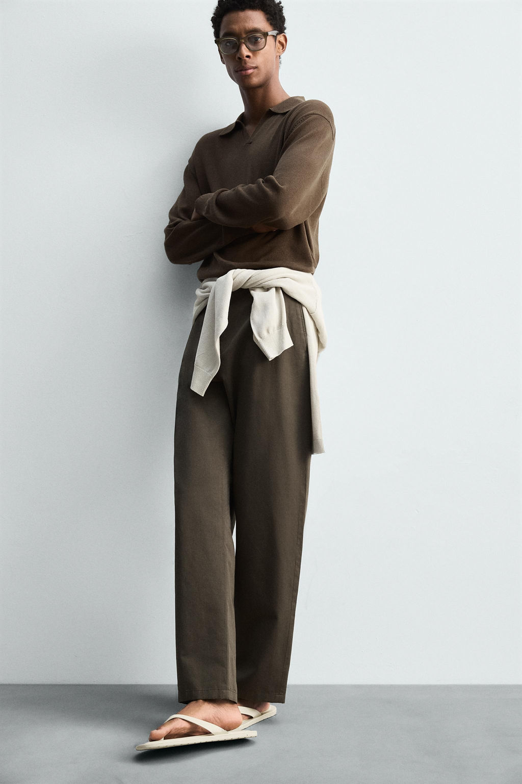COTTON/LINEN PLEATED TROUSERS - Zara фото 5