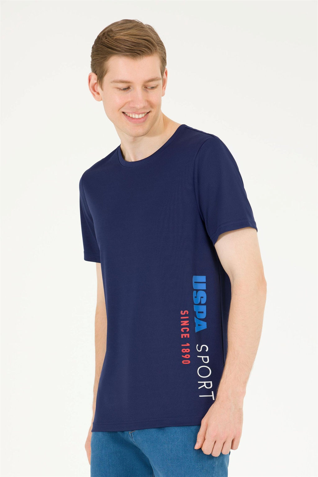 Мужская темно-синяя футболка с круглым вырезом - U.s. polo assn фото 10