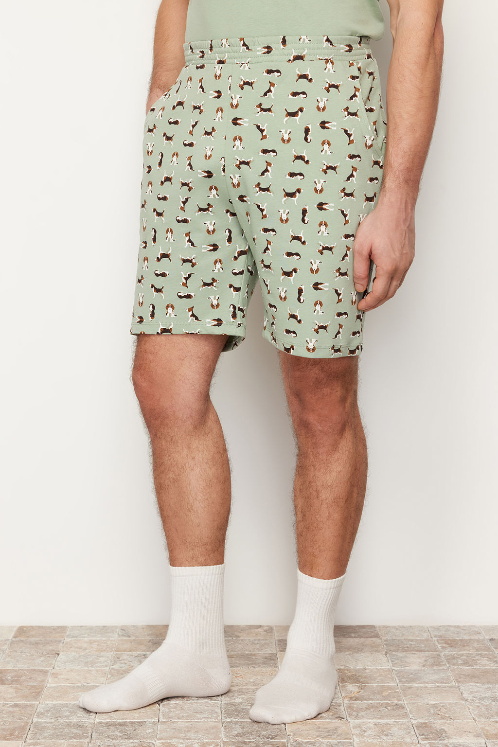 TRENDYOL MAN Indigo Regular Fit Kopek Desenli Orme Sortlu Pijama Tak?m? THMSS21PT0324 - Trendyolmilla фото 11