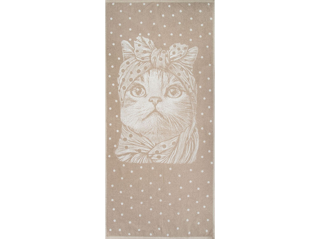 Полотенце махровое 6с102.511ж2 Кошка в горошек(лен3) 67х150см