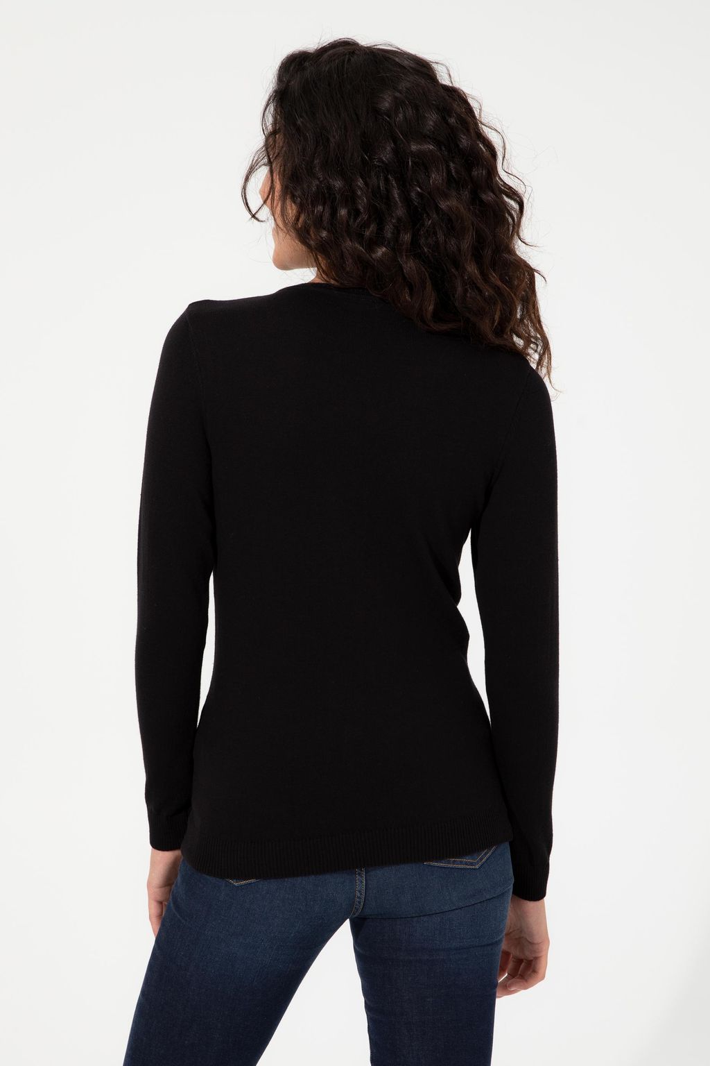 U. S. Polo Assn Женский черный базовый свитер с v-образным вырезом - U.s. polo assn фото 5