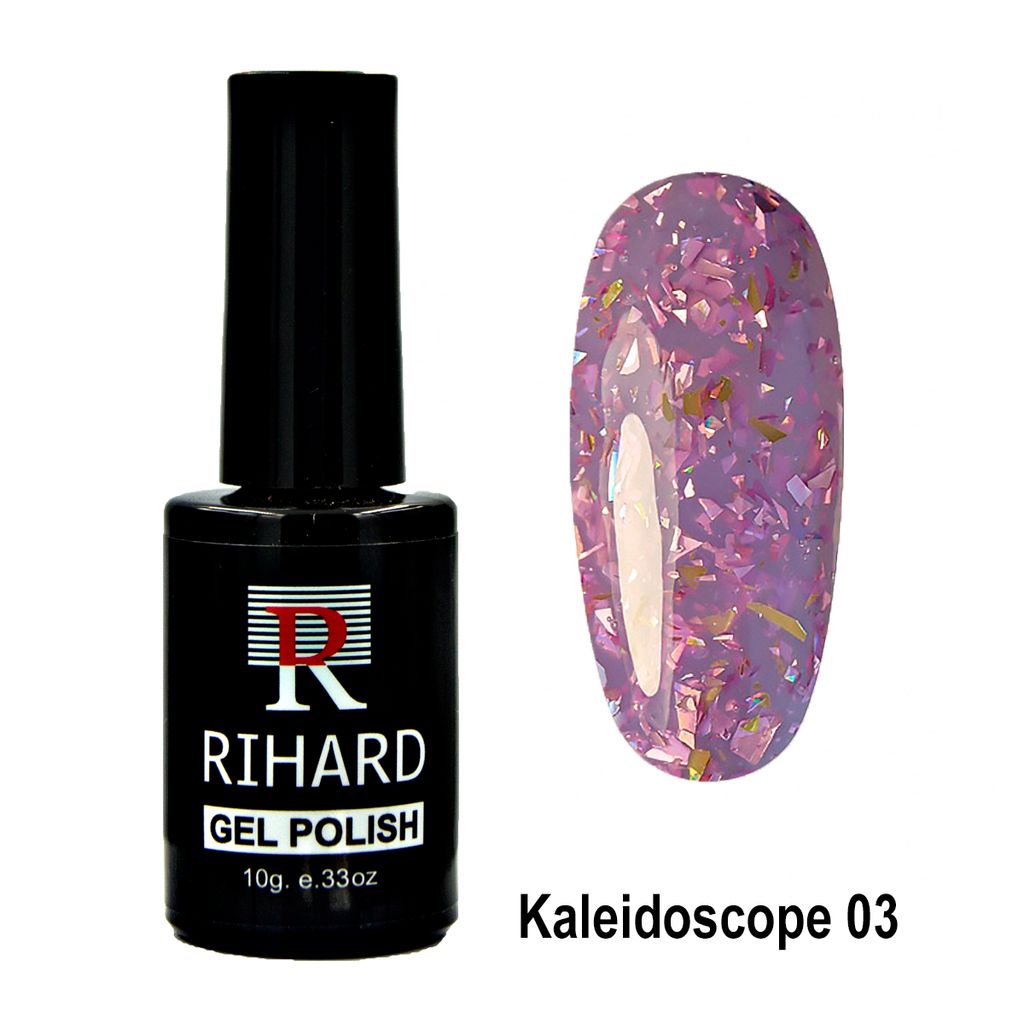Rihard Gel Polish Kaleidoscope Гель-лак с разноцветными хлопьями, 10 мл №03
