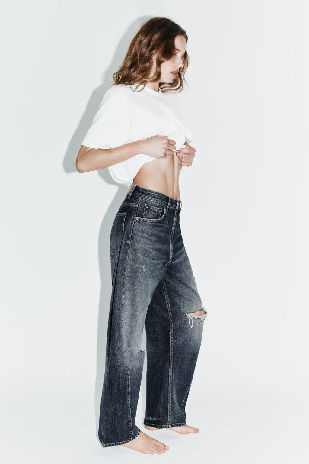 JEANS TRF BAGGY BALLOON TIRO MEDIO / Azul - Zara фото 4
