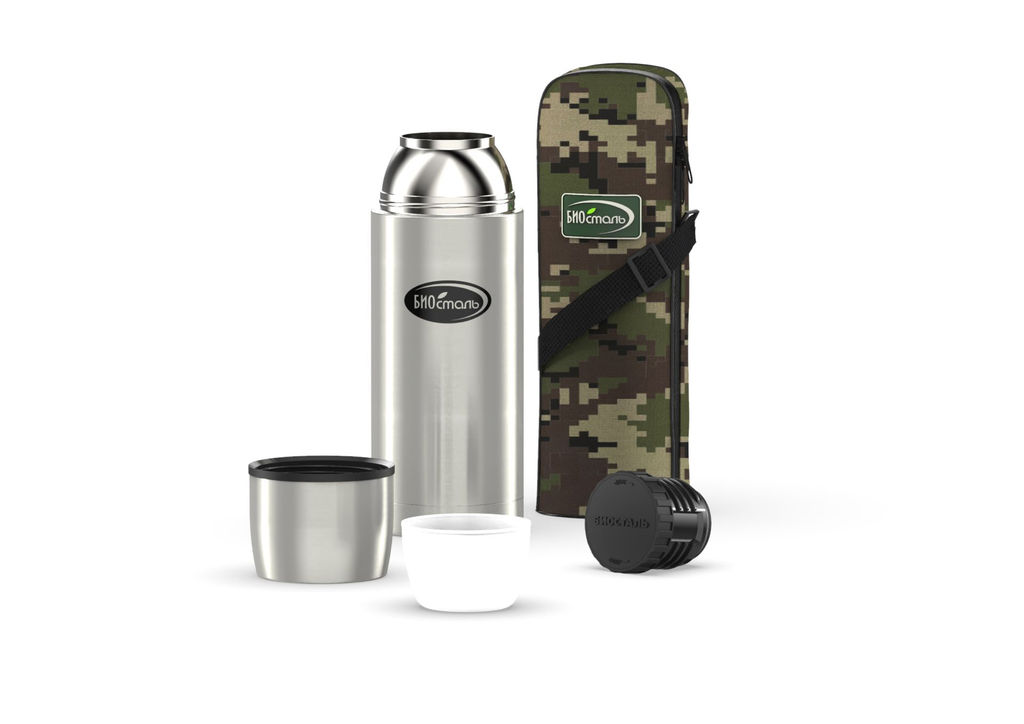 Термос 0,75 л "BIOSTAL" у/г, с двумя чашками "Охота" арт. NВP-750B