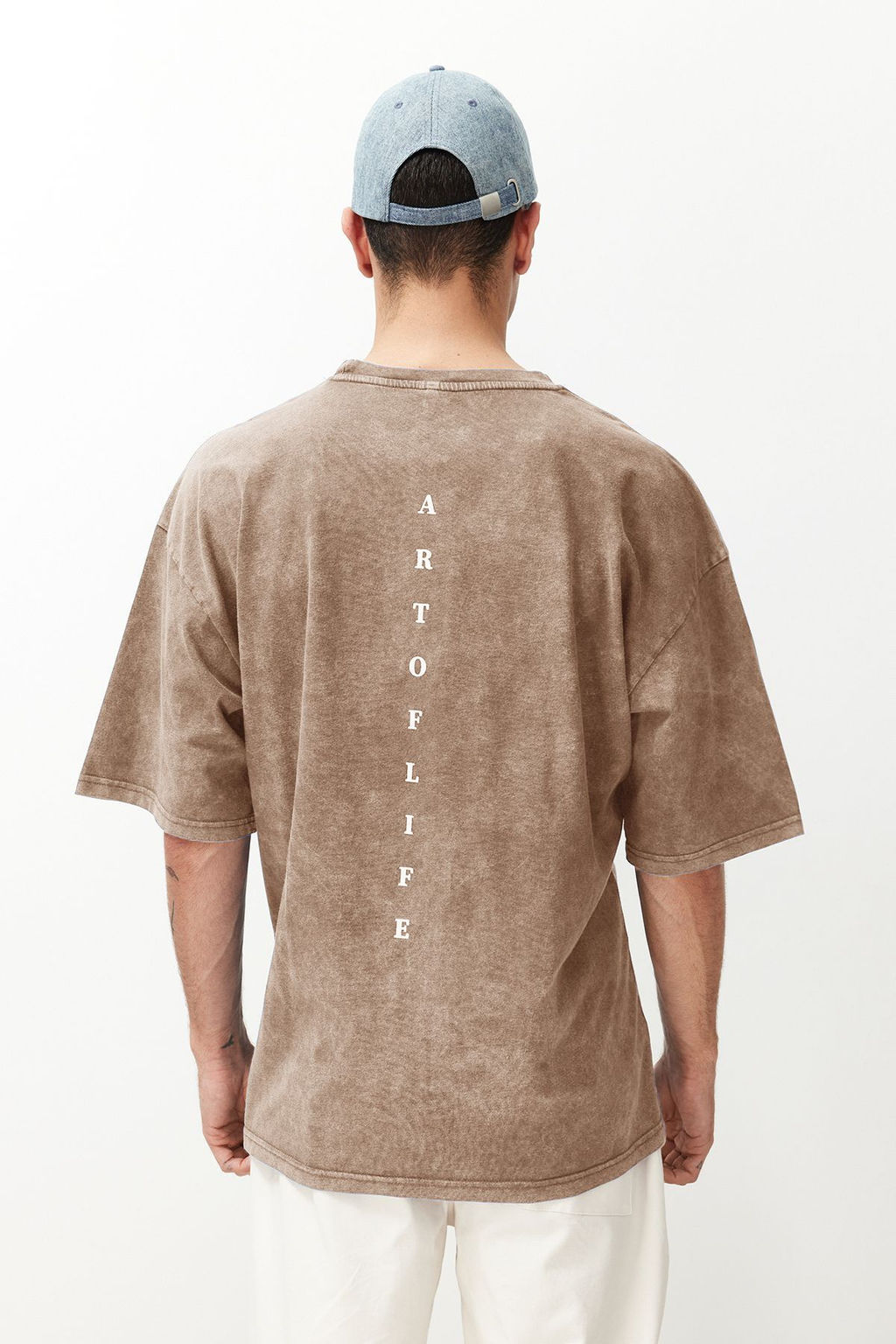 TRENDYOL MAN Antrasit Oversize/Genis Kesim Soluk Efektli Yaz? Bask?l? %100 Pamuklu T-Shirt TMNSS23TS00166 - Trendyolmilla фото 4