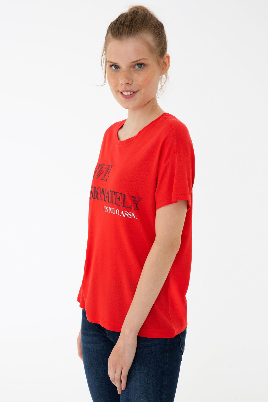 Kad_n K_rm_z_ Bisiklet Yaka Ti__rt