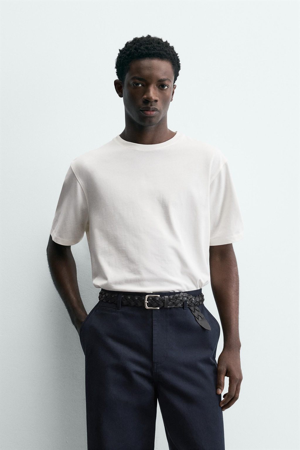 CAMISETA MEDIUM WEIGHT MANGA CORTA / Blanco roto - Zara фото 2