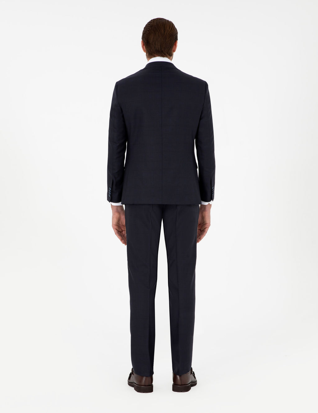 Lacivert Slim Fit Y_n Kar___ml_ Tak_m Elbise