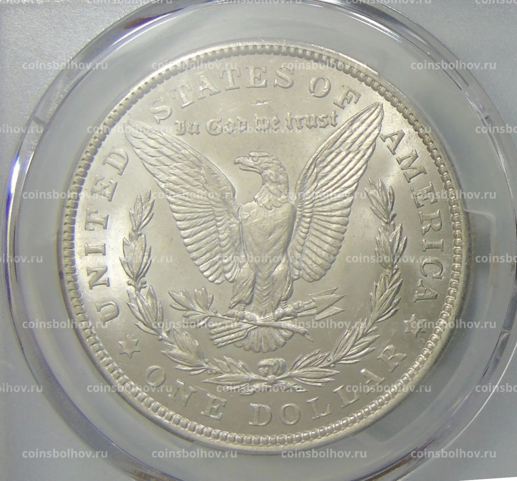 1 доллар 1921 года США Доллар Моргана (в слабе PCGS MS63)
