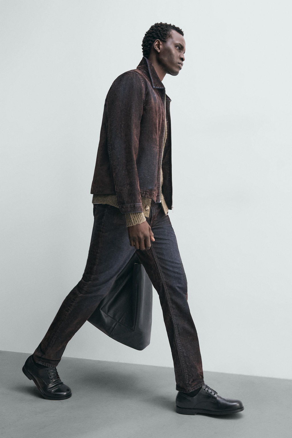 FLOCKED VELVET RELAXED FIT JEANS - Zara фото 4