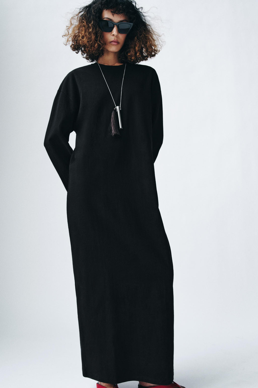 VESTIDO LARGO ALGOD?N / Negro - Zara фото 2