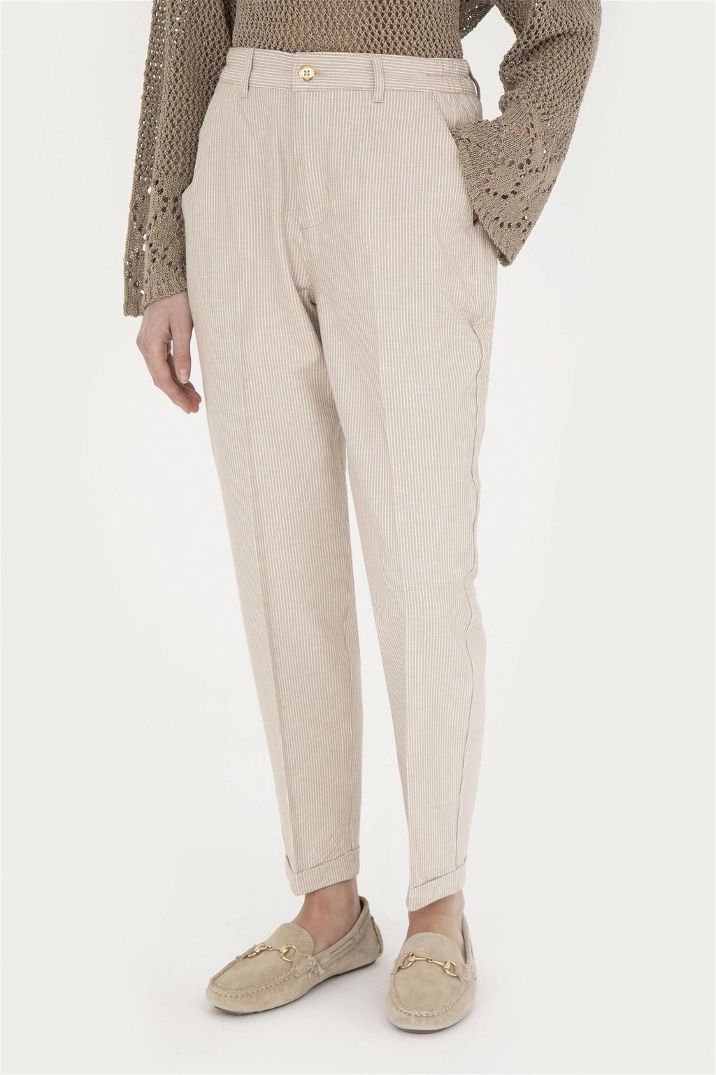 Женские брюки песочного цвета из парусины - U.s. polo assn фото 2