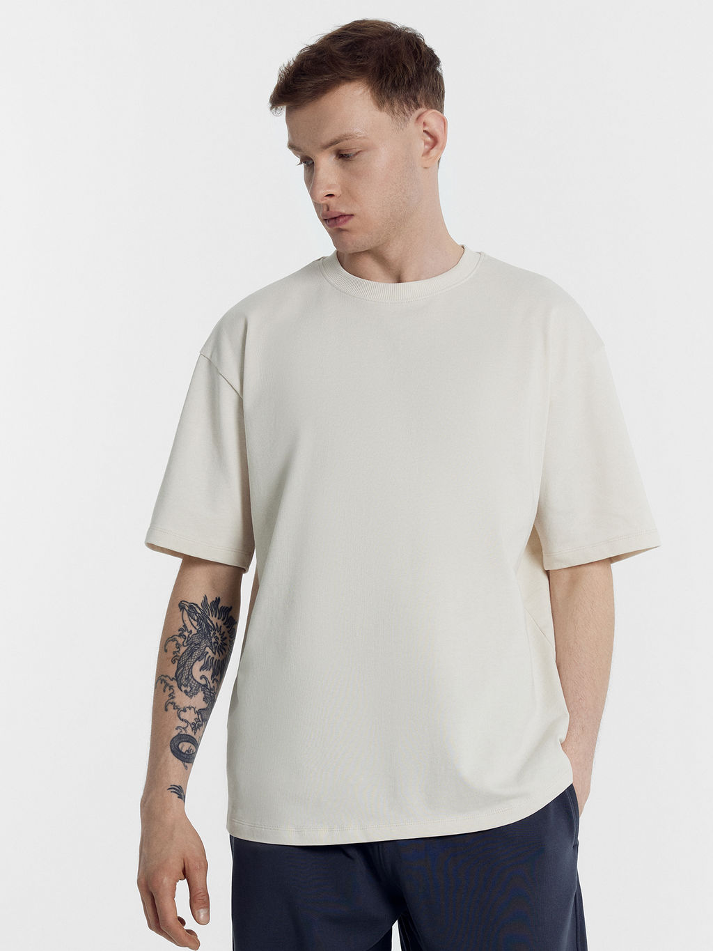 Футболка мужская бежевая с печатью белый песок +печать 111882 - Mark formelle фото 2